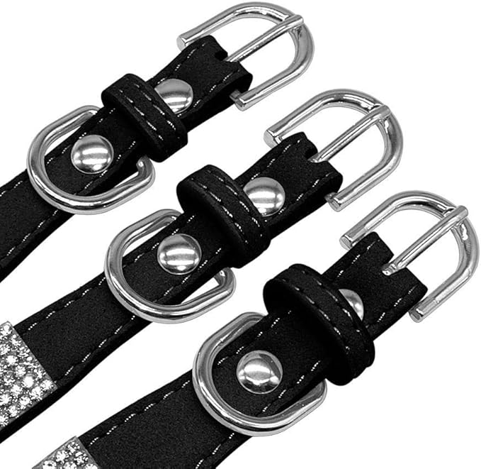 Serijoars Small Dog Collar with Rhinestone Crystal Diamond Colorful Bling Girl Puppy Cat Collars (S, Pink4)