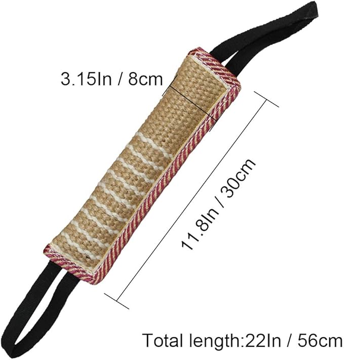 DGSL Dog Tug Toy, Tug of War Dog Toy Jute Bite Pillow with 2 Handles for Puppy Training Interactive Play, Fetch, K9 Suitable for Small Medium Large Dogs (red)