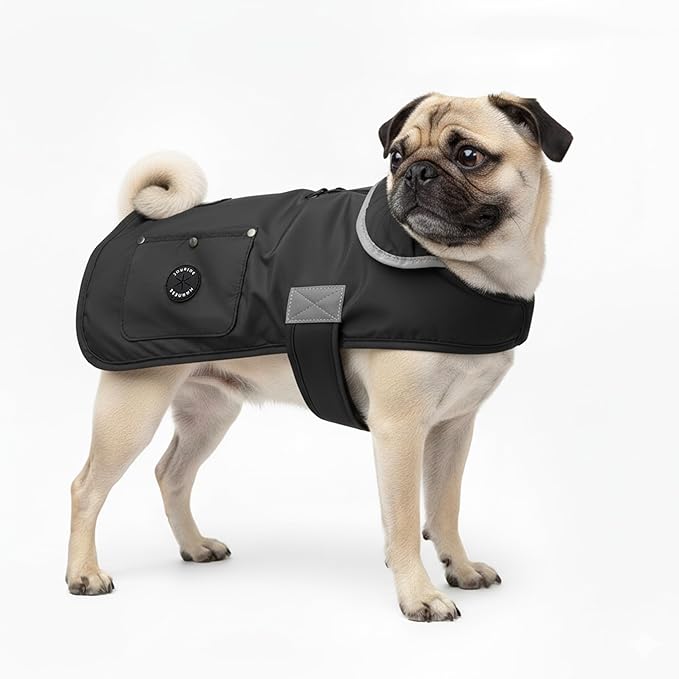Joyride Harness FrostFlex Dog Winter Jacket - Fleece Lined & Water-Resistant - Snowsuit with Pockets for Treats & Poop Bags - Durable Cold Weather Dog Coat - Black Onyx-XXL