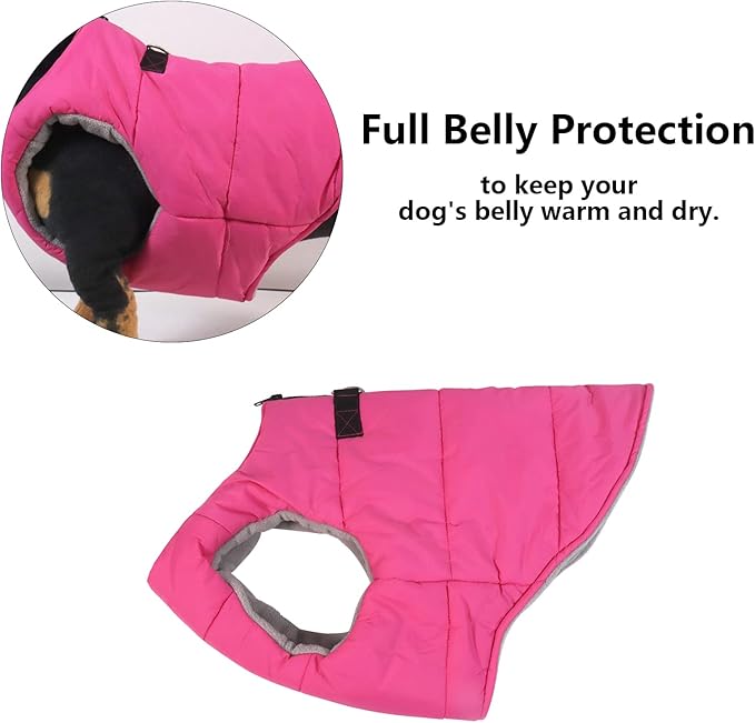 Geyecete Dog Bulldog Clothes Dog Cotton Padded Coat Thick Winter Warm Vest Waistcoat Cold Weather Jacket Clothing for French Bulldog Coat-Pink-M