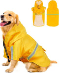 Reflective Strip Dog Raincoat, Ultra - Light Breathable Waterproof Rain Jacket with Hood, Adjustable Sizes for Small/Medium/Large Dogs, (2XL)