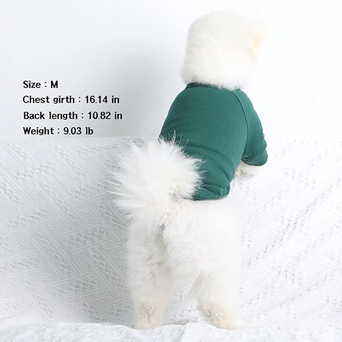 Dog Shirt for Small Dogs Plain T-Shirts Soft Breathable Dog Cotton Shirt pet Clothes (Small, Green)
