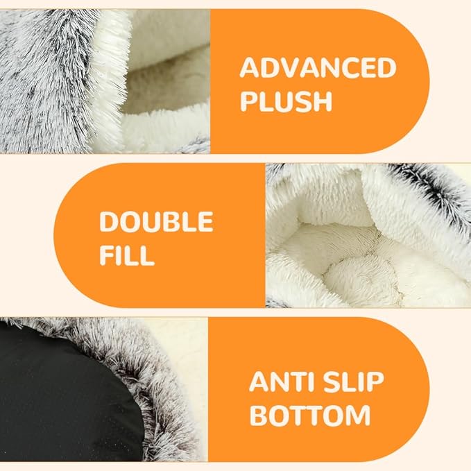 Lapcatz Nest Bed, 2026 Upgraded Cat Beds for Indoor Cats, Portable Fluffy Pet Bed, Durable Covered Cat Bed for Indoor Use, Soft Puppy Bed for Pet Owners (Coffee, Medium)