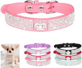 Serijoars Small Dog Collar with Rhinestone Crystal Diamond Colorful Bling Girl Puppy Cat Collars (L, Pink4)