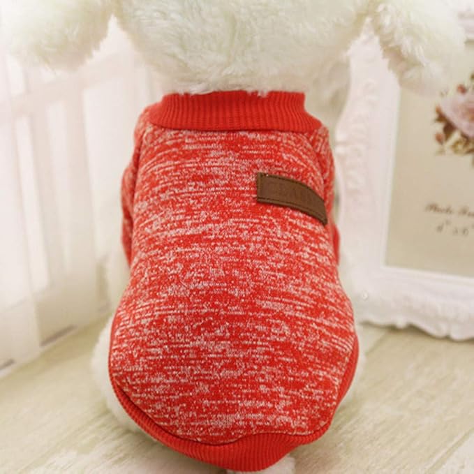 Idepet Pet Dog Classic Knitwear Sweater Soft Fleece Coat Thickening Warm Pup Dogs Shirt Winter Pet Dog Cat Clothes Puppy Customes Clothing for Small Dogs(XXS,Orange Red)