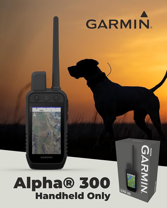 Wearable4U - Garmin Alpha 300 Handheld, Advanced Dog Tracking and Training Handheld and Alpha TT 25 Collar with Leash and Whistle Bundle