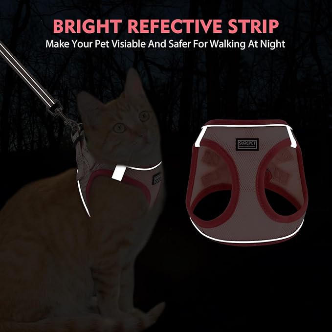 Cat Harness and Leash Set, Soft and Breathable Vest with Reflective Strip, Escape Proof Kitten Harness, Easy to Wear for Cats Walking and Traveling (Blue, L)