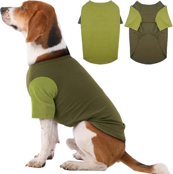 2 Pack X-Large Dog Shirts - Breathable Lightweight Durable Tees, Durable Moisture-Wicking Clothes for Beagle, Bullmastiff, Sleeping Hot Summer Day Outdoor Activities, Travel, Seaside, Green