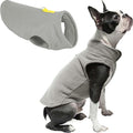 Gooby Fleece Vest Dog Sweater - Gray/Yellow, Medium - Warm Pullover Fleece Dog Jacket with O-Ring Leash for Small to Medium Dogs