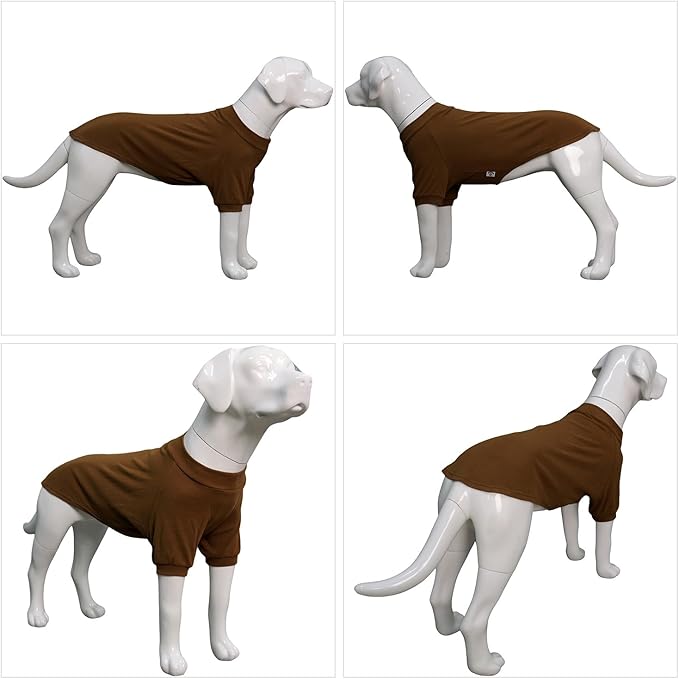 Lovelonglong Ribbed Dog T-Shirt Cotton Knitted Dog Sweaters for All Season Pet T-Shirts for Large Medium Small Dogs Coffee S
