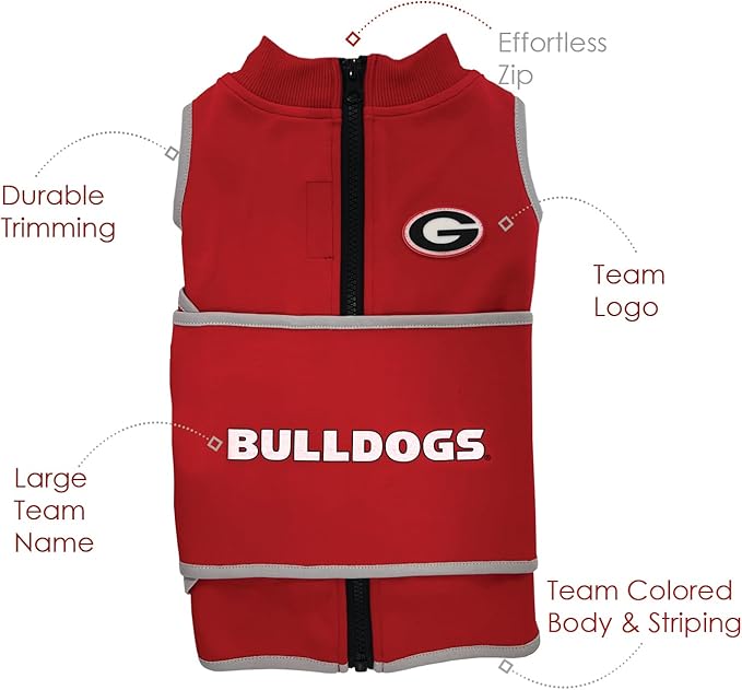 NCAA Georgia Bulldogs Dog Anxiety Calming Shirt Soothing Vest, for Dogs/Cats with Anxiety, Fears, Fireworks, Loud Noises, Dark, Lonely Keeps Dogs Calm & Feeling Safe, Relaxing Jacket, X-Small