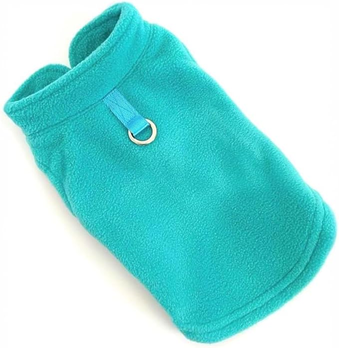 JACKO & CO - Fleece Vest Dog Sweater with Leash Ring - Soft, Warm & Lightweight Pullover Coat for Small & Medium Dogs, Puppies & Cats - Cozy Fall/Winter/Spring Pet Jacket (Turquoise, X-Small 2-4lbs)