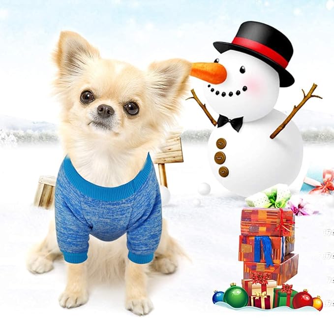 Idepet Pet Dog Classic Knitwear Sweater, Fleece Coat for Small,Medium,Large Dog,Warm Pet Dog Cat Clothes,Soft Puppy Customes (S, Blue)