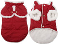 Shawl Design Fleece Lined Warm Dog Jacket for Puppy Winter Cold Weather,Soft Windproof Small Dog Coat,Red S