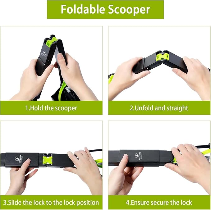 28" Foldable Pooper Scooper with Bag Dispenser & Rolls – Compact One-Hand Pickup, Heavy-Duty Design for Yard & Daily Walks