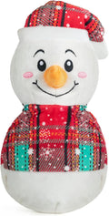 Christmas Dog Toys – Plush Reindeer & Snowman Holiday Set for Small and Medium Dogs, Soft Stuffed Chew Toys with Crinkle Ears, Festive Red Green Plaid, Cute Stocking Stuffer Gift