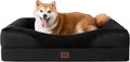 EHEYCIGA Memory Foam Dog Bed for Large Sized, Orthopedic Dog Sofa with Sides and Waterproof Liner, Washable Bolster Pet Couch with Removable Cover, 36x27x7 Inch, Black