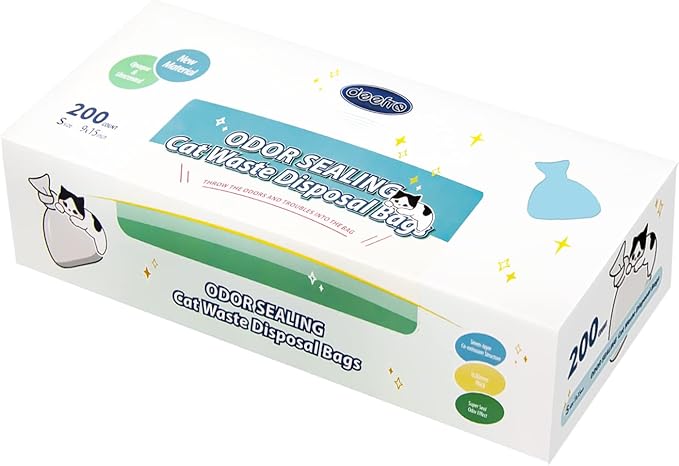 Odor Sealing Waste Disposal Bags S/200 Count Cat Litter Bags Unscented Cat poop bags Large Capacity Diaper Disposal or Pet Waste Bags[Color:Blue]