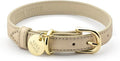 Rio Dog Collar Saffiano Vegan Leather Color Gold Size M