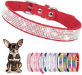 Serijoars Small Dog Collar with Rhinestone Crystal Diamond Colorful Bling Girl Puppy Cat Collars (M, Red)