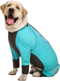 Dog Jumpsuit - Waterproof Blue Zip Up Dog Clothes, Large Size, Full Belly Coverage (Blue, 38)