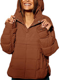 Womens Oversized Hooded Puffer Jacket Fall Winter Warm Quilted LightWeight Jacket Casual Fashion Solid Color Coat