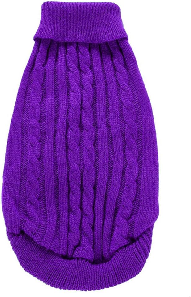 Dog Sweater, Warm & Comfortable Winter Turtleneck Pullover, XX-Large, Purple, Acrylic, Machine Washable, Striped, Christmas, Dog, Cat, Unisex, 28-40 lbs, Large Breeds