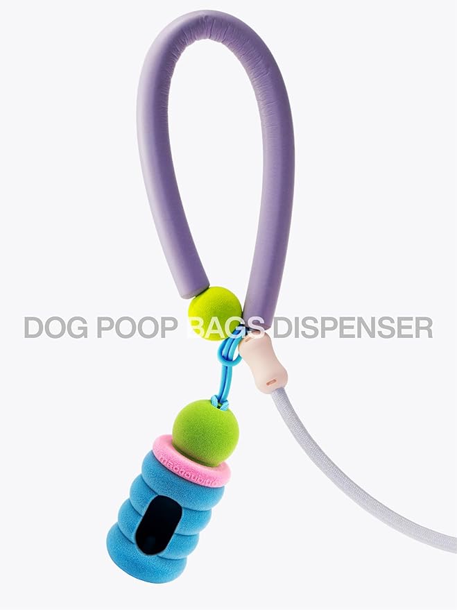 Dog Waste Bag Dispenser Pet Poop Bags Holder for Leash Lightweight Doggie Waste Bags Dispensers with Leash Attachment Includes 15 Bags(pink fuzz)