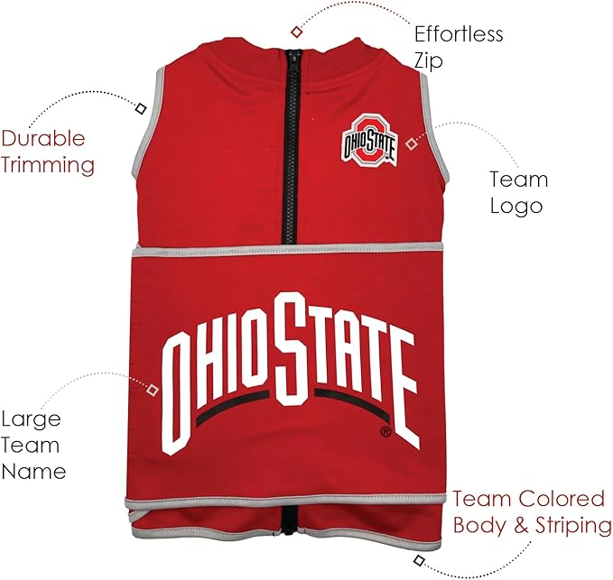 NCAA Ohio State Buckeyes Dog Anxiety Shirt Calming Soothing Vest, for Dogs Cats with Anxiety, Fears, Fireworks, Loud Noises, Dark, Lonely Keeps Dogs Calm Feeling Safe, Relaxing Jacket Large