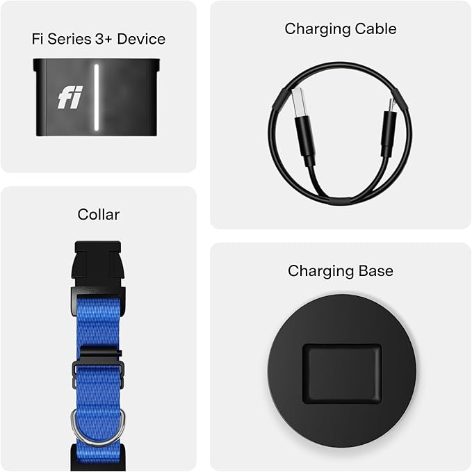 New Fi Series 3+ Smart Dog Tracker Collar – AI GPS for Dogs, Health & Behavior Monitor, Virtual Fence, Escape Alerts, Waterproof, Apple Watch Compatible 12Mo Membership Included