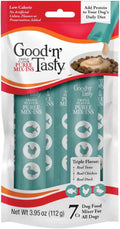 Good 'n' Tasty Triple Flavor Puree Mix-Ins Dog Food Topper Treats for All Dogs, 7 Count, Easy Single-Serve Portions, Added Protein with Tuna, Chicken and Duck