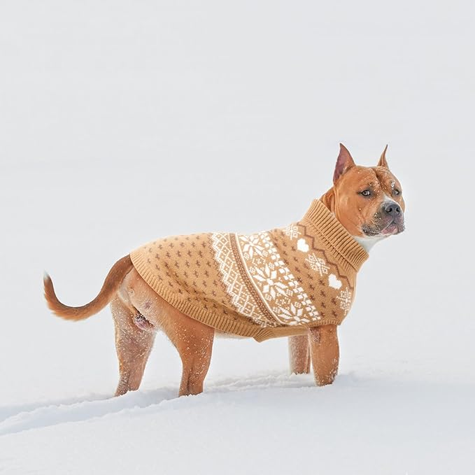 SCENEREAL Dog Sweaters for Medium Sized Dogs - Soft, Warm Turtleneck Pullover Fall Winter Dog Clothes, Knitted Argyle Dog Christmas Outfits, Ugly Pet Clothing for Boy Girl Puppy