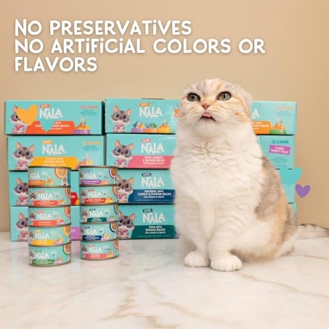 LOVE, NALA - Single Protein Flaked Wet Cat Food Variety Pack - Chicken, Tuna & White Fish - Natural, Hydration Broth, Grain-Free, Human-Grade Protein, Non-GMO, No Gums, No Carrageenan-2.8 oz,12 Cans