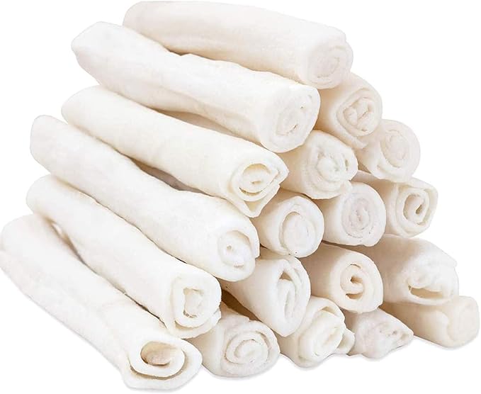 MON2SUN Dog Rawhide Rolls Twist Sticks 6.5 Inch Natural Flavor Rawhide Chews 18 Count for Puppy and Small Dogs