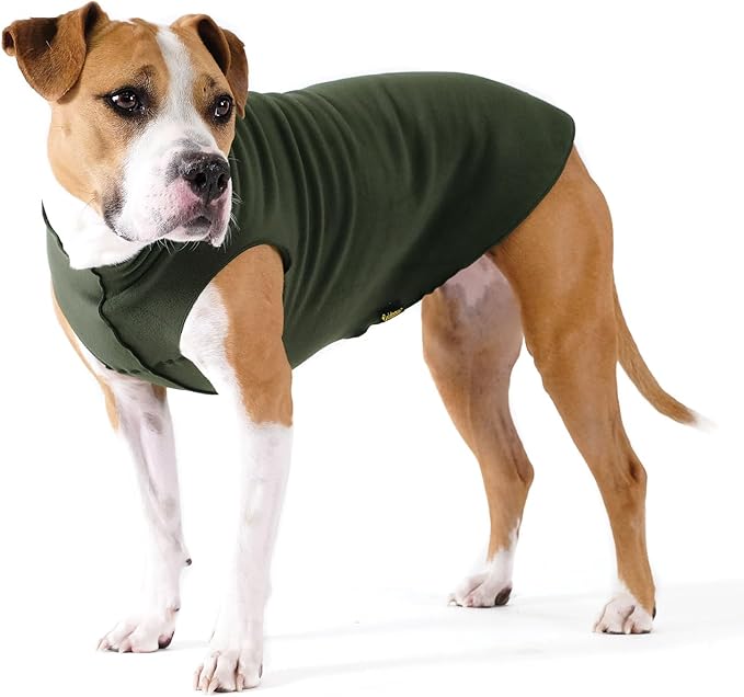 Goldpaw Stretchy Fleece Jacket for Small Dogs - Super Soft, Warm Dog Sweater - Pet Sweater Vest for Fall and Winter - Canine Clothes Made in The USA - Machine Washable - Hunter Green - Size 24