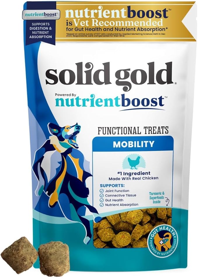 Solid Gold Healthy Dog Treats - Functional Chicken Dog Treat w/Glucosamine Chondroitin for Mobility & Joint Support - Training Treats for Dogs w/Salmon Oil & Superfoods - All Ages & Sizes - 5.2oz