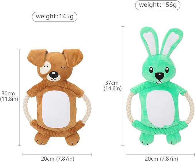 Squeaky Plush Dog Toy - Funny Stuffed Rabbit Chew Toy, Cute Pet Birthday Gift for Small, Medium and Large Dogs (Brown)