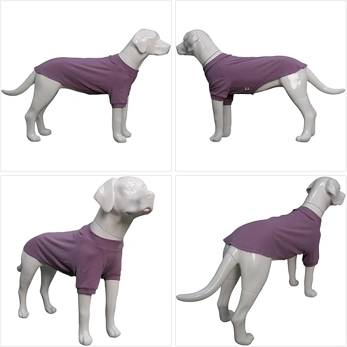 Lovelonglong Ribbed Dog T-Shirt Cotton Knitted Dog Sweaters for All Season Pet T-Shirts for Large Medium Small Dogs Taro Purple L