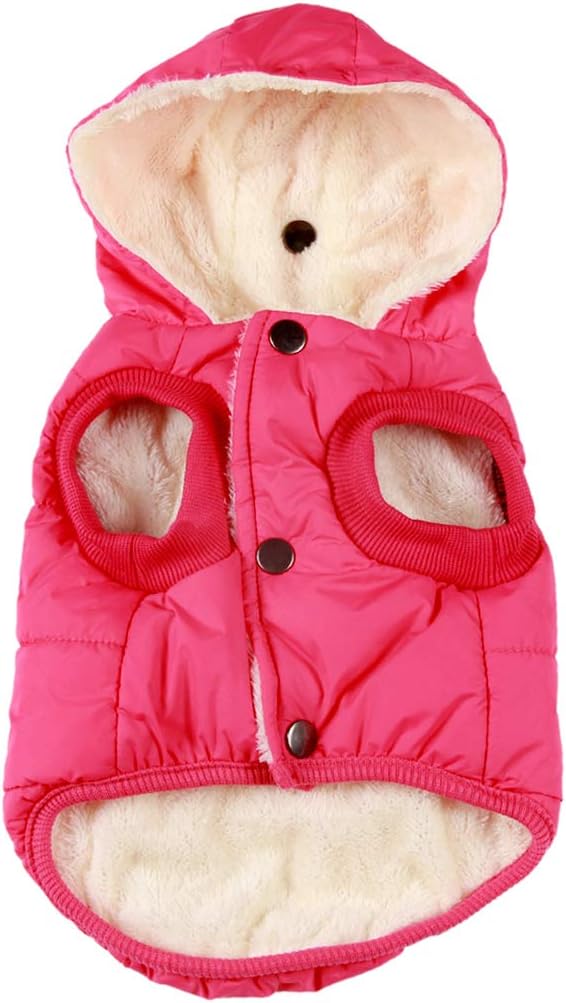 Fleece Lining Extra Warm Dog Hoodie in Winter for Large Dogs Jacket Pet Coats with Hooded Pink XL