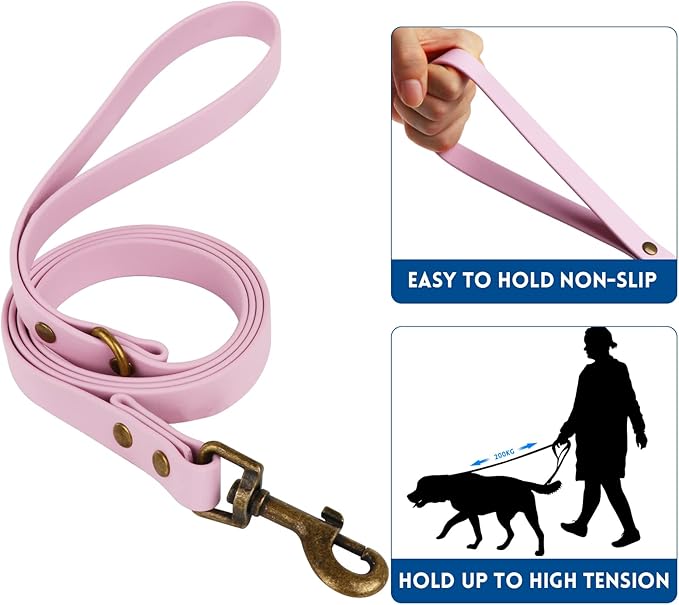 Wisedog Dog Collar and Leash Set, Waterproof Adjustable Puppy Collars with Cute Tag 6FT Dog Leash with Poop Bag for Small Medium Large Dogs (XL(Collar:16"- 25.5";Leash:6 ft), Pale Pinkish Purple)
