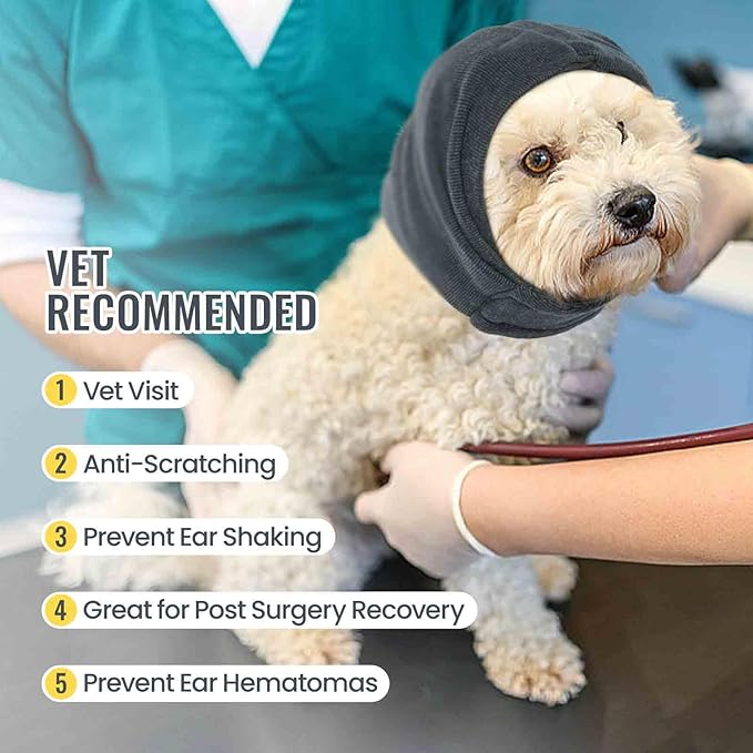 IDOMIK Dog Calming Hoodie No Shake Ear Wraps for Dogs, Quiet Head Covers for Noise Reduction & Anxiety Relief, Dog Ear Covers Muffs Head Wraps for Bath Hematoma Grooming Firework Force Drying