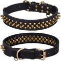 Spiked Dog Collar Soft Pu Leather Mushrooms Rivet Spike Studded Puppy Adjustable Pet Collars for Small Breeds (M, Black2)