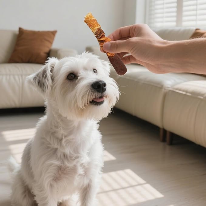 Dog Treats, Triple Flavor 6 Inch Rawhide Rolls, Chicken Duck and Chicken Liver Wrapped Rawhide Dog Chews, Suitable for Medium Dogs, 17.6 oz