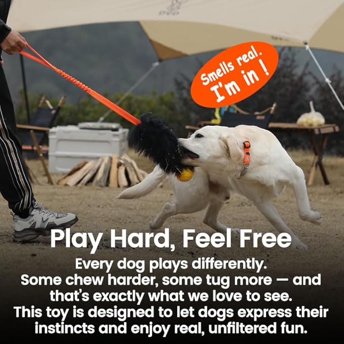 HOWGO Dog Rope,Dog Bungee Chaser 100% Sheepskin,Sheep Smell Tug for All Breeds(Purple, Long Without Ball 2Pack)