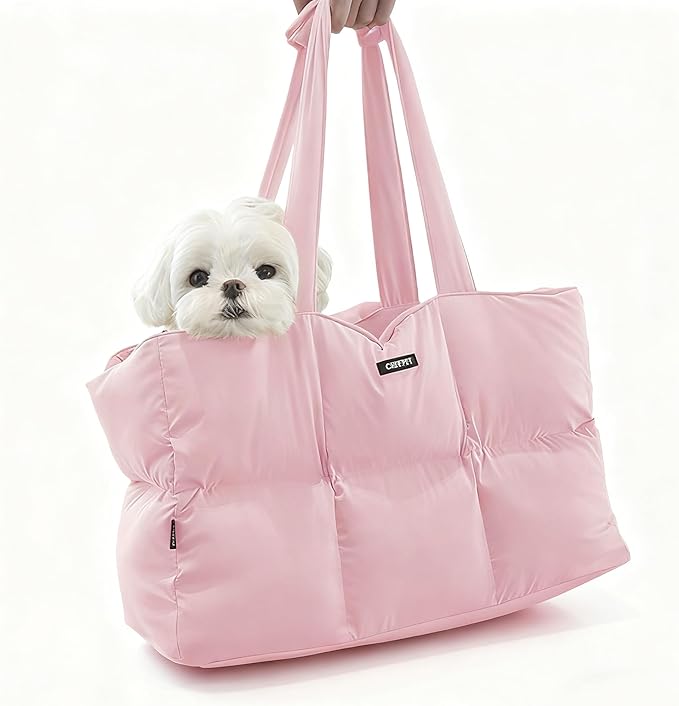 Small Dog Carrier Purse & Cat Tote Bag, Soft-Sided Handbag with Safety Strap, Breathable Mesh, Comfort Carry & Plush Cotton Interior, Lightweight Pet Travel Carrier for Daily Adventures (Pink)
