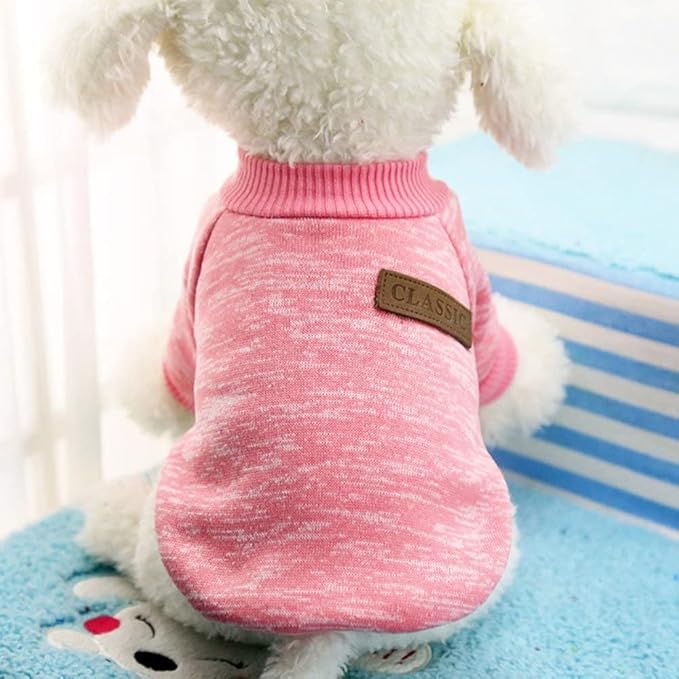 Idepet Pet Dog Classic Knitwear Sweater Soft Fleece Coat Thickening Warm Pup Dogs Shirt Winter Pet Dog Cat Clothes Puppy Customes Clothing for Small Dogs (XXS, Pink)
