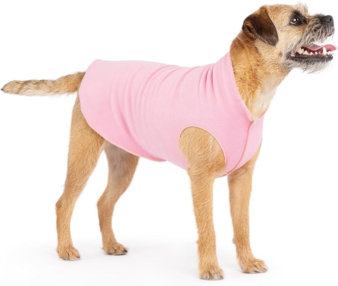 Goldpaw Stretchy Fleece Jacket for Small Dogs - Super Soft, Warm Dog Sweater - Pet Sweater Vest for Fall and Winter - Canine Clothes Made in The USA - Machine Washable - Rose - Size 26