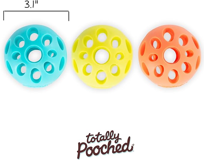 Messy Mutts Totally Pooched Huff'n Puff Ball | 3.1” TPR Puzzle Ball for Dogs | 2-in-1 Durable Interactive Toy and Tooth Cleaner | Teal