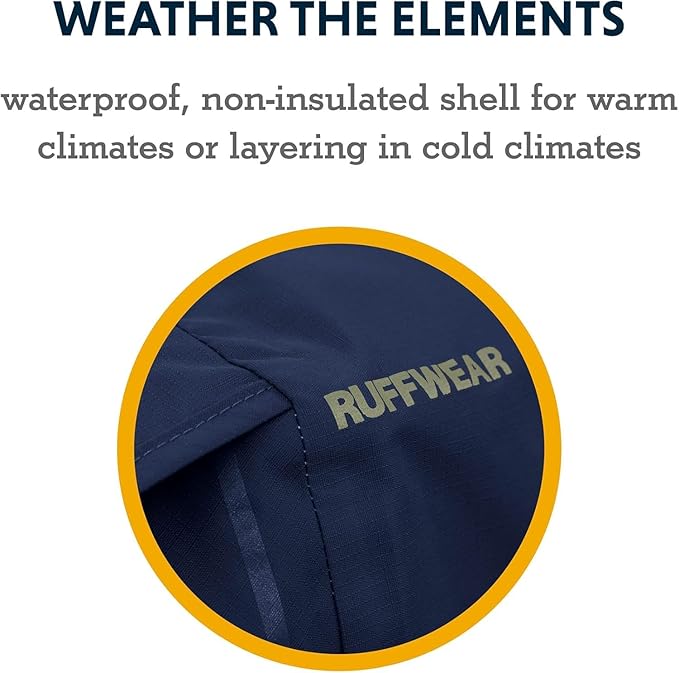Ruffwear, Sun Shower Dog Raincoat, All-Weather Jacket, Waterproof, Windproof & Lightweight, Midnight Blue, X-Small