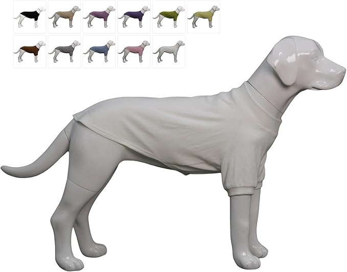 Lovelonglong Ribbed Dog T-Shirt Cotton Knitted Dog Sweaters for All Season Pet T-Shirts for Large Medium Small Dogs Off White XL